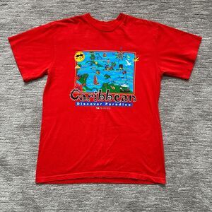 VTG Caribbean Islands Shirt Mens XL Red Single Stitch Princess Cruises Beach